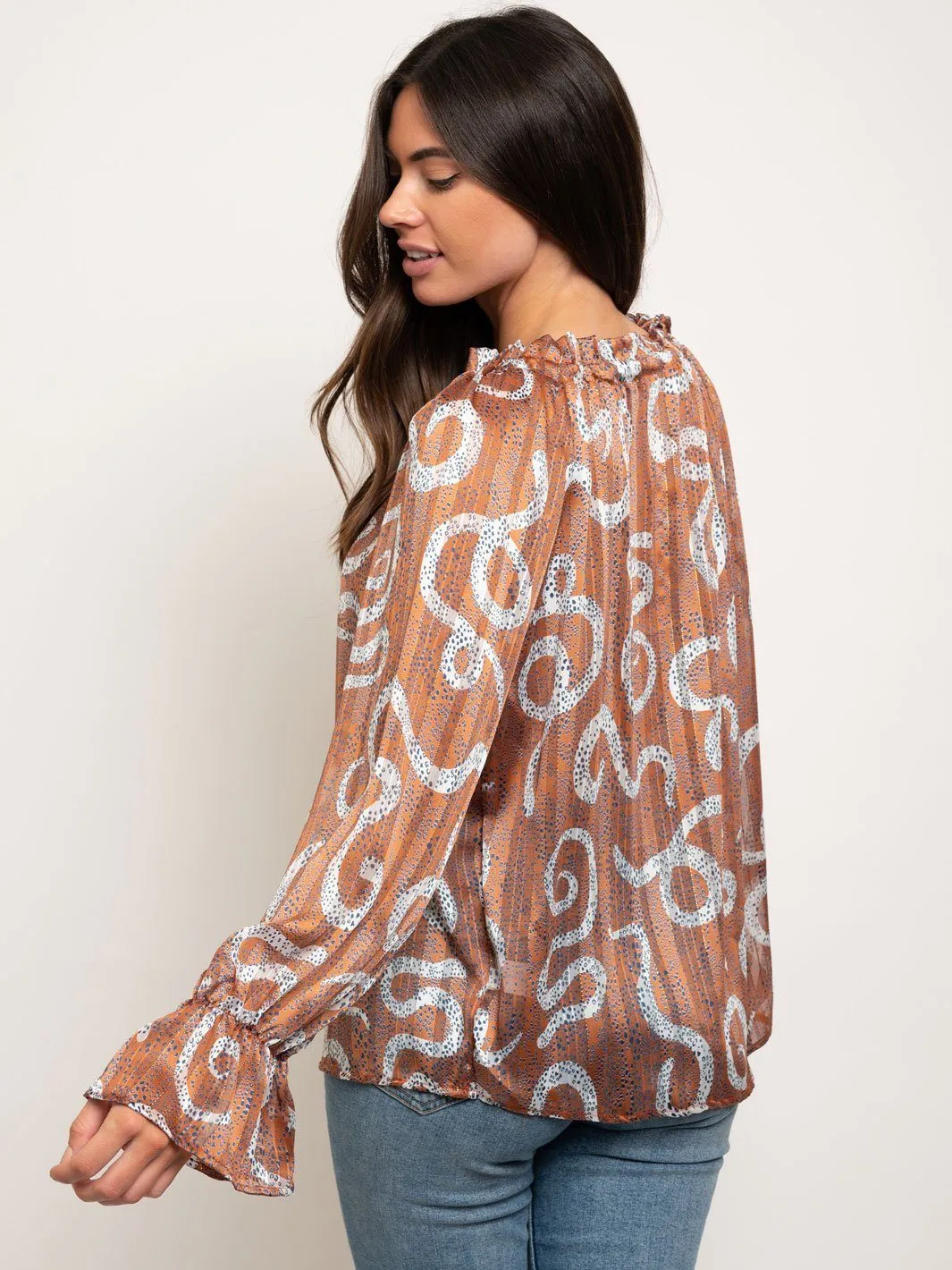 WOMEN'S LONG SLEEVE PRINT TOP