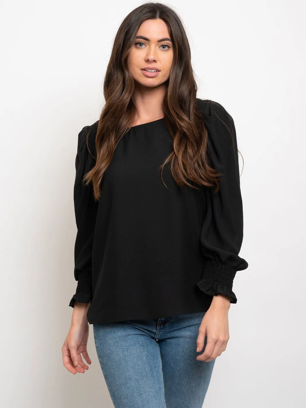 WOMEN'S LONG SMOCK DETAIL SLEEVES TOP