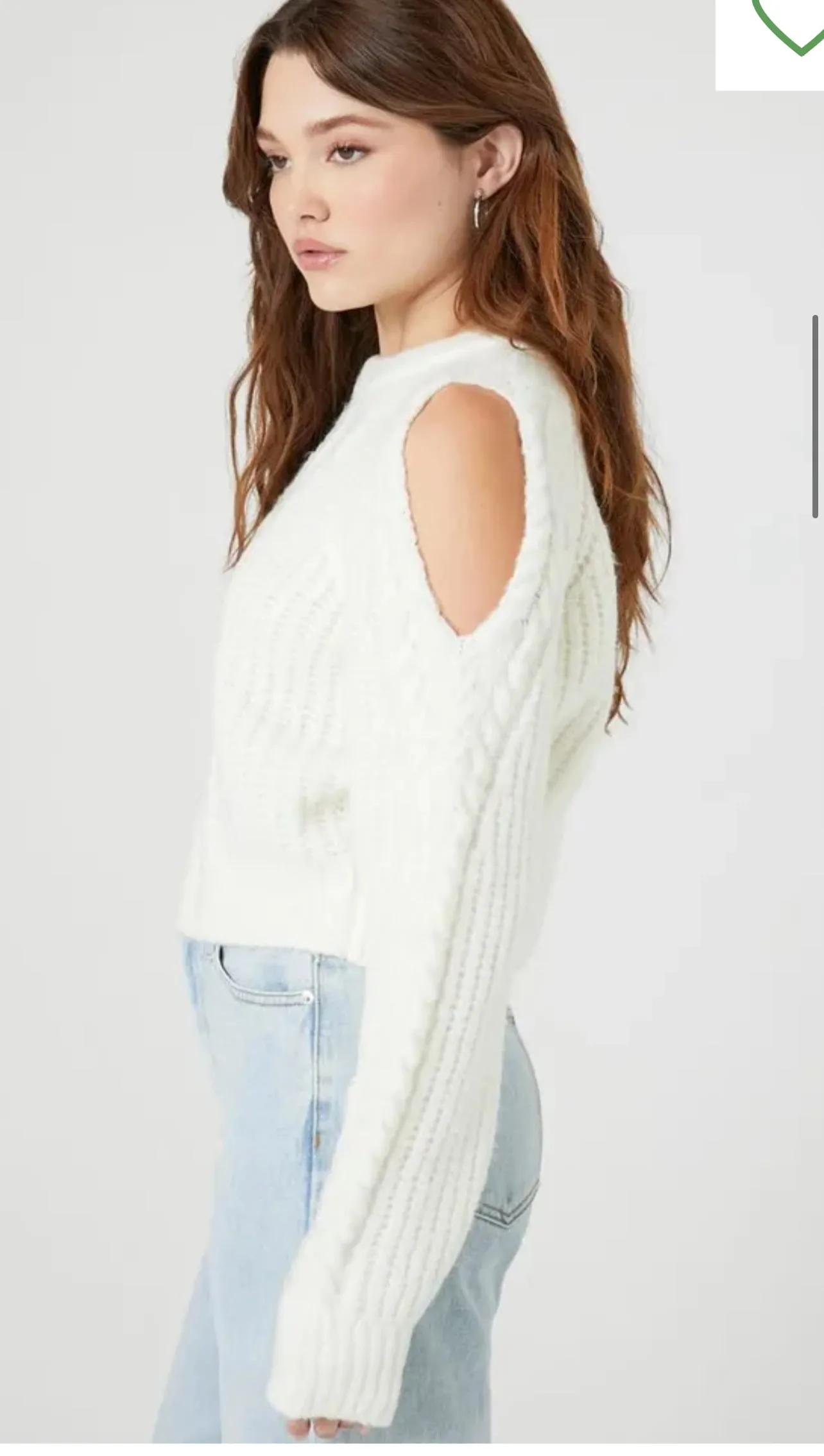 Women’s Open-Shoulder Cropped Sweater – Vanilla | Forever 21