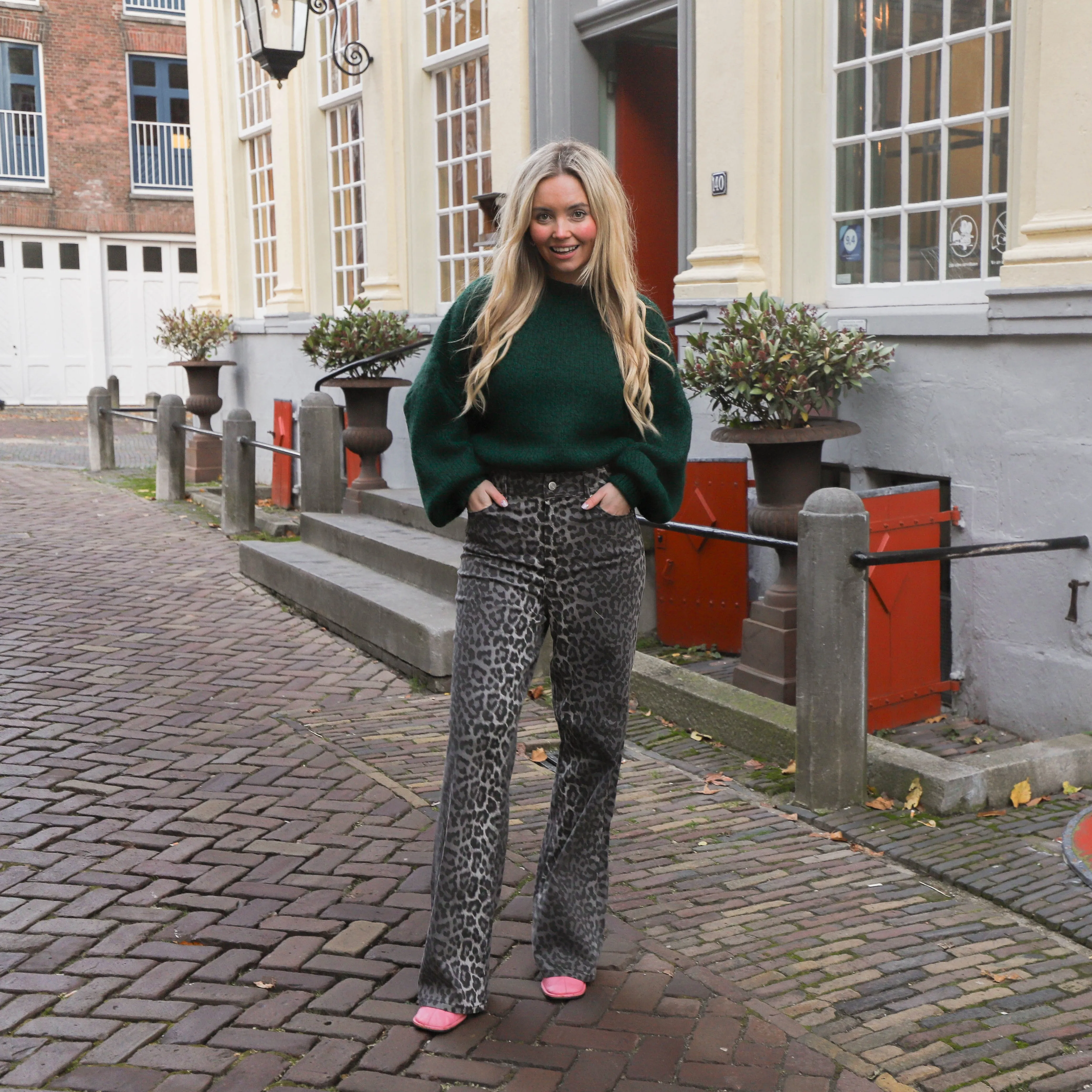 YAS Leonora jeans black leopard