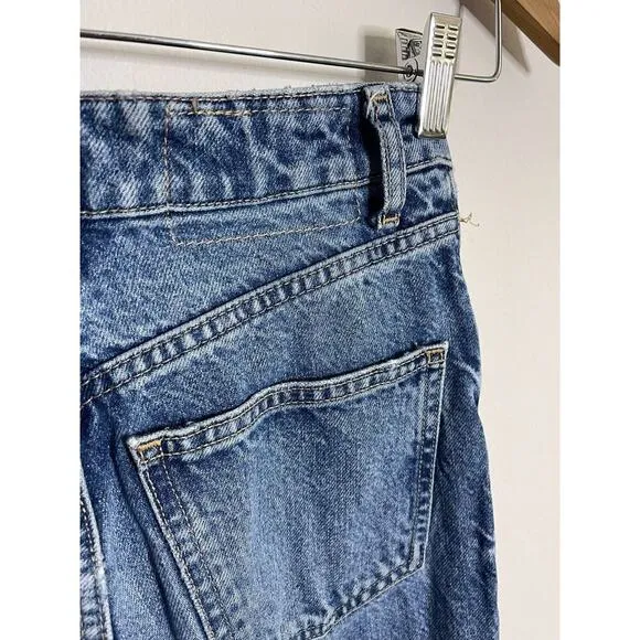 Zara Jeans 2 High Rise Wide Leg Denim Medium Distressed