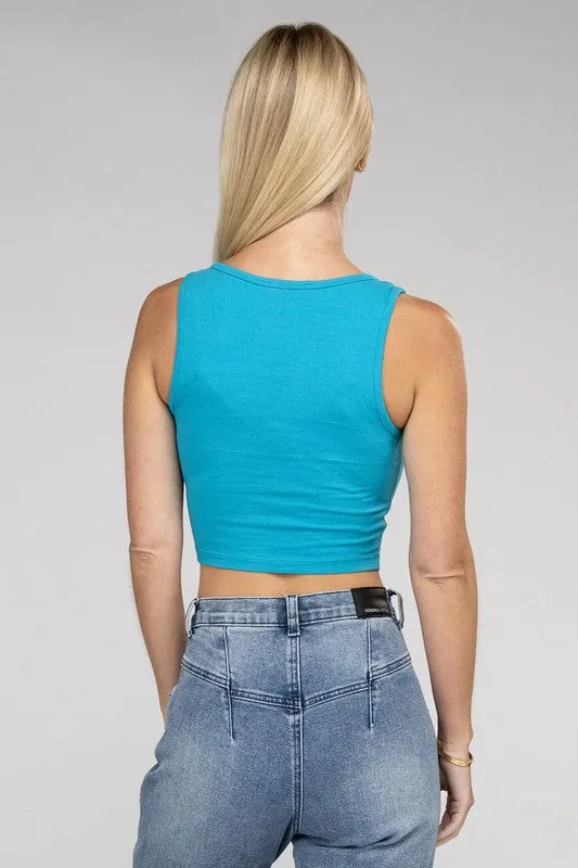 Zenana Cotton Square Neck Cropped Top